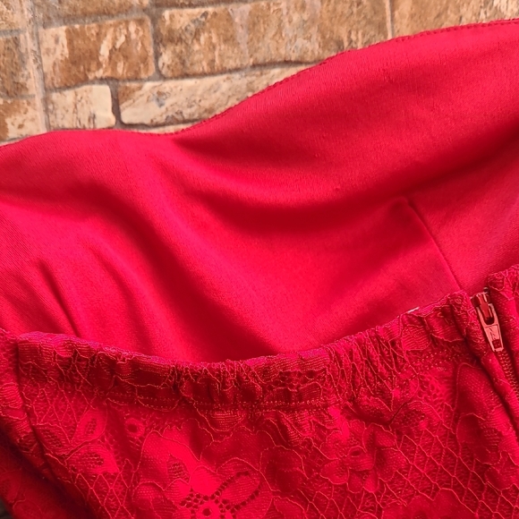 Strapless Red Lace Dress Sugar - Picture 13 of 13